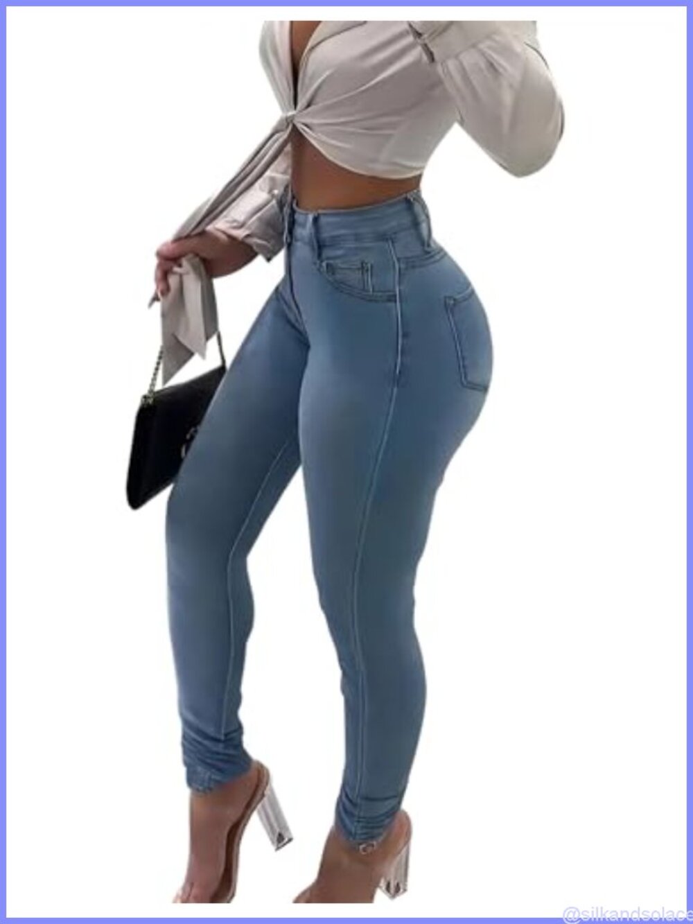 High Rise Butt Lifting Skinny Jeans Stretchy Colombian Denim